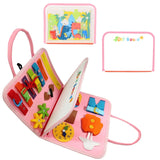 TUNJILOOL Montessori Parish Toys Busy Board Early Educational Toy For Toddler Baby Felt Cloth Story Book 3D Shape Color Match