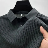 '-VIP Link2 , Upto 5XL Summer New Men's Lop-up Hollow Short-sleeved Polo Shirt Ice Silk