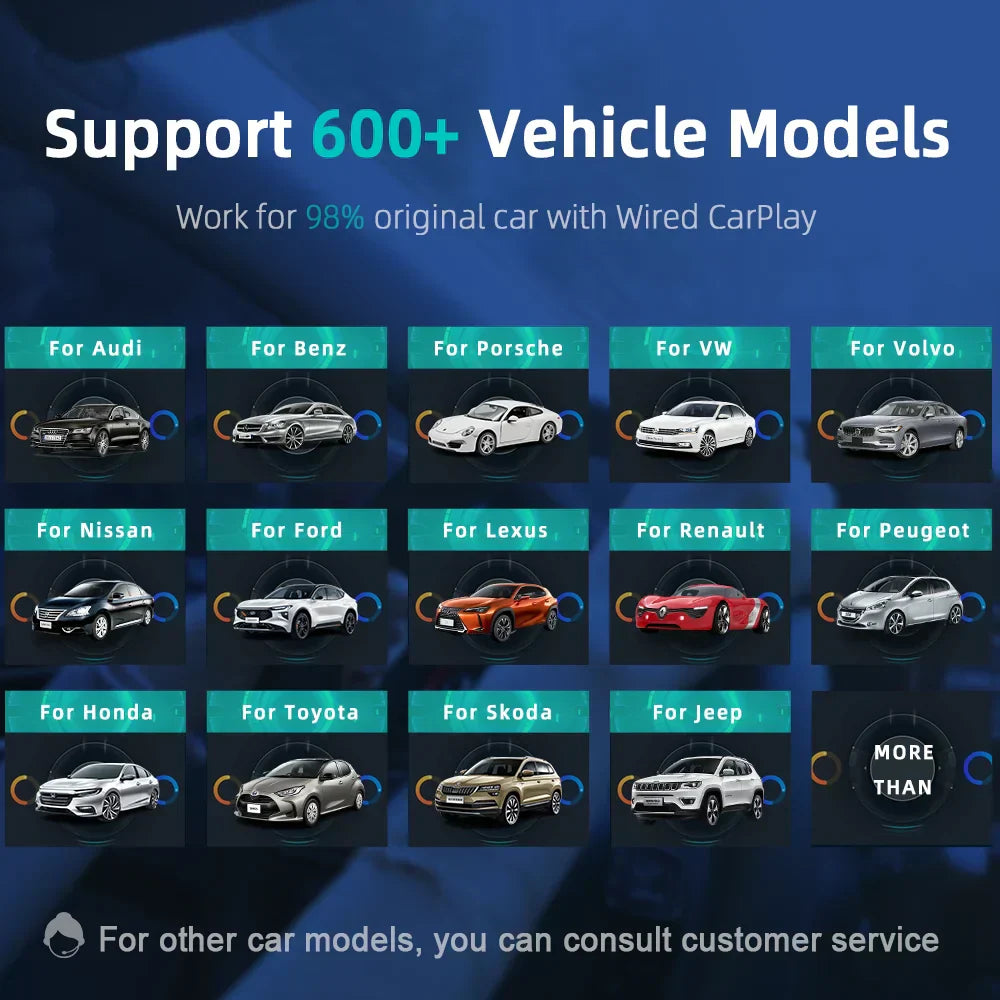 2024 Carplay AI BOX Wireless Android Auto Carplay TV Box Car Intelligent System 10 2GB+32GB For Mazda Volvo Benz Toyota Kia Ford