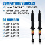 (Pack of 2) 4853060071 48510-69195 Front/Rear Shock Absorber for Toyota Land Cruiser Prado 120 2002-2009 4853069185