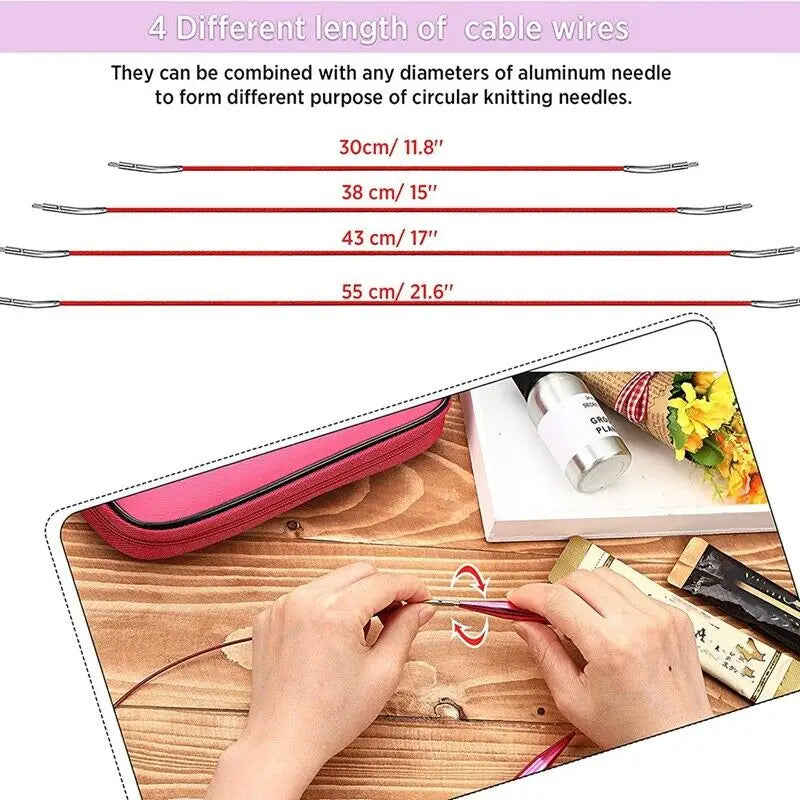 (Pack of 26) Aluminum Circular Knitting Needles Set Interchangeable 13Sizes Crochet Hooks Interchangeable Crochet Needles for Knitting