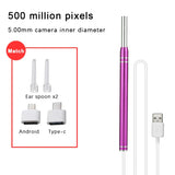 Smart Visual Earpick Endoscope Spoon Ear Cleaner Camera Otoscope Ear Wax Remover Earwax Removal Tool Support Android PC Type-c