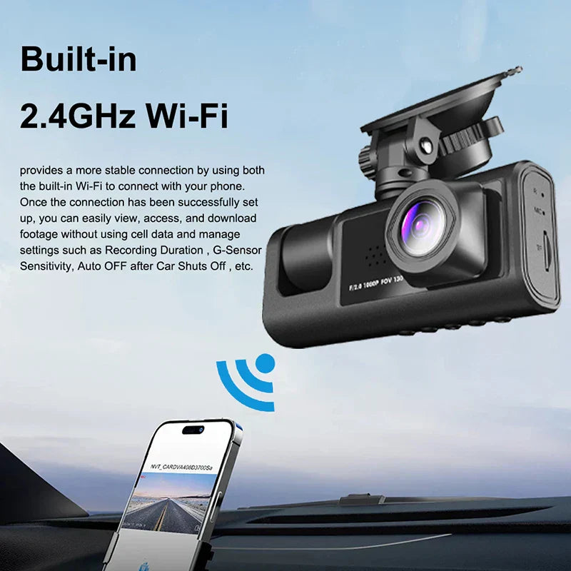 3 Channel WiFi Dash Cam for Cars Camera 1080P Video Recorder Rear View Camera for Vehicle Car DVR Car Accessory Free Mirror
