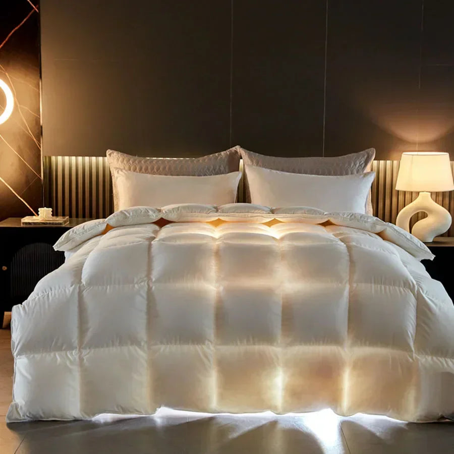 KDJEIKZ Winter Cotton Goose Down Quilt Five-Star Hotel Duvet Super Soft Fluffy Queen King Full Size Four Seasons Duvets Blanket