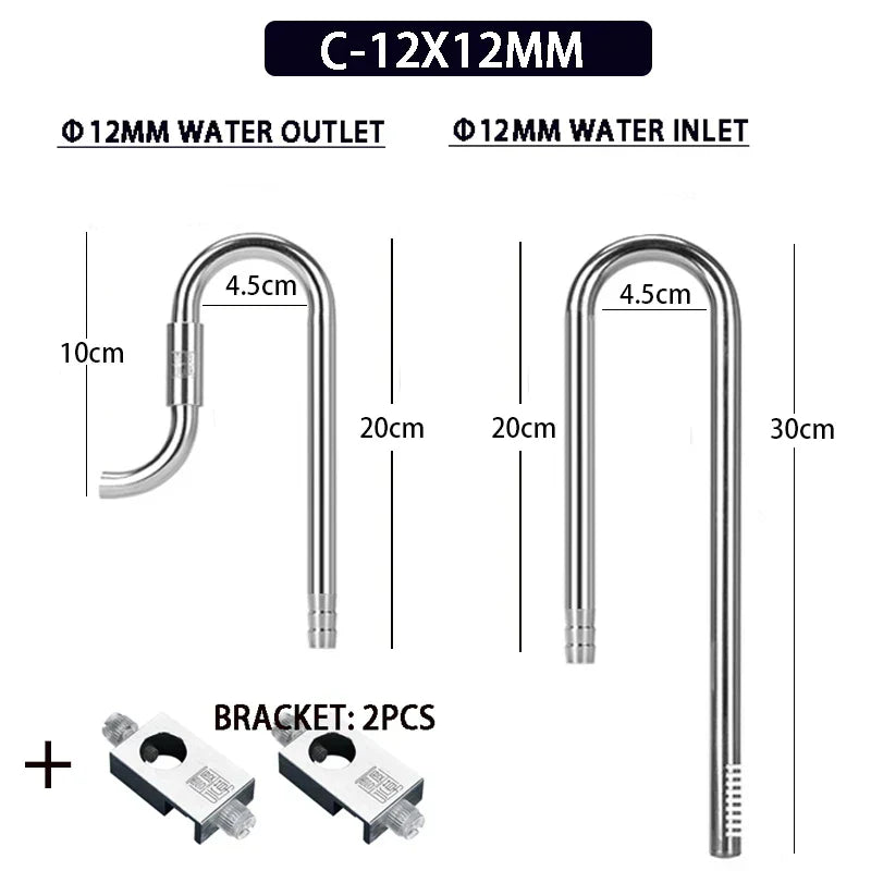 Aquarium 12/16mm stainless steel lily tube, inlet and outlet water circulation filter accessory equipment with surface separator