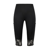 Plus Size Womens Lace Leggings 3/4 Cropped Pants Trim Stretchy Capri Bottoms Ladies Casual Sweatpants For Oversized Female 2023