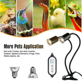 (Pack of 2) iGrowsla Dual-Head Reptile Heat Lamp Light with Timer 2/4/8H, 50W UVA/B Bulb Habitat and Clamp for Turtles, Lizard, Snake