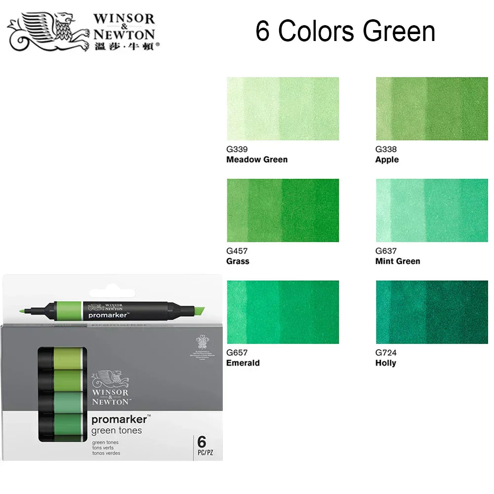 WINSOR&NEWTON 6/12 Colors ProMarkers Alcohol base ink Twin tips Professional Art Marker Pen Drawing Supplies