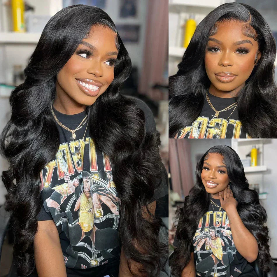 Fuduete 13x6 HD Transparent Body Wave Lace Front Human Hair Wigs For Black Women 360 Lace Frontal Wig 30 Inch 4x4 Closure Wig