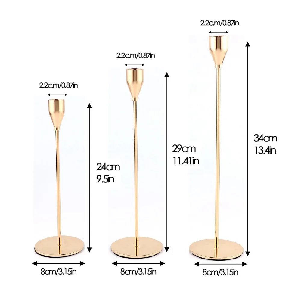 (Pack of 3) /Set Chinese Style Metal Candle Holders Simple Golden Wedding Decoration Bar Party Living Room Home Decor Candlestick