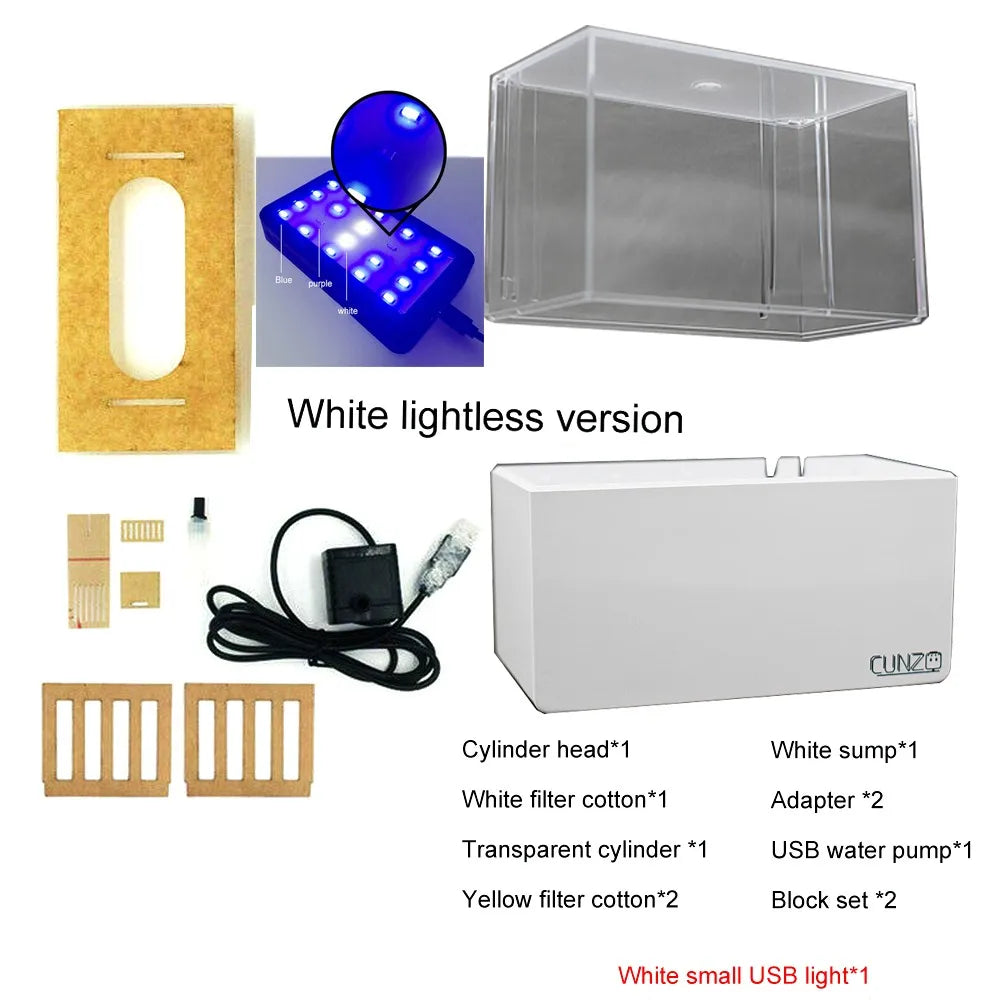 Portable Mini Betta Fish Tank Aquarium Desktop Decorations Marine Aquaponic Fishes Bowl With Water Fliter USB Air Pump LED Light