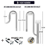 Aquarium 12/16mm stainless steel lily tube, inlet and outlet water circulation filter accessory equipment with surface separator
