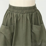 Plus Size 2023 Autumn 4XL Loose Women's Skirt Casual Big Pockets Lady Skirts Elastic Waist Female Bottom Clothing Skirts KT109