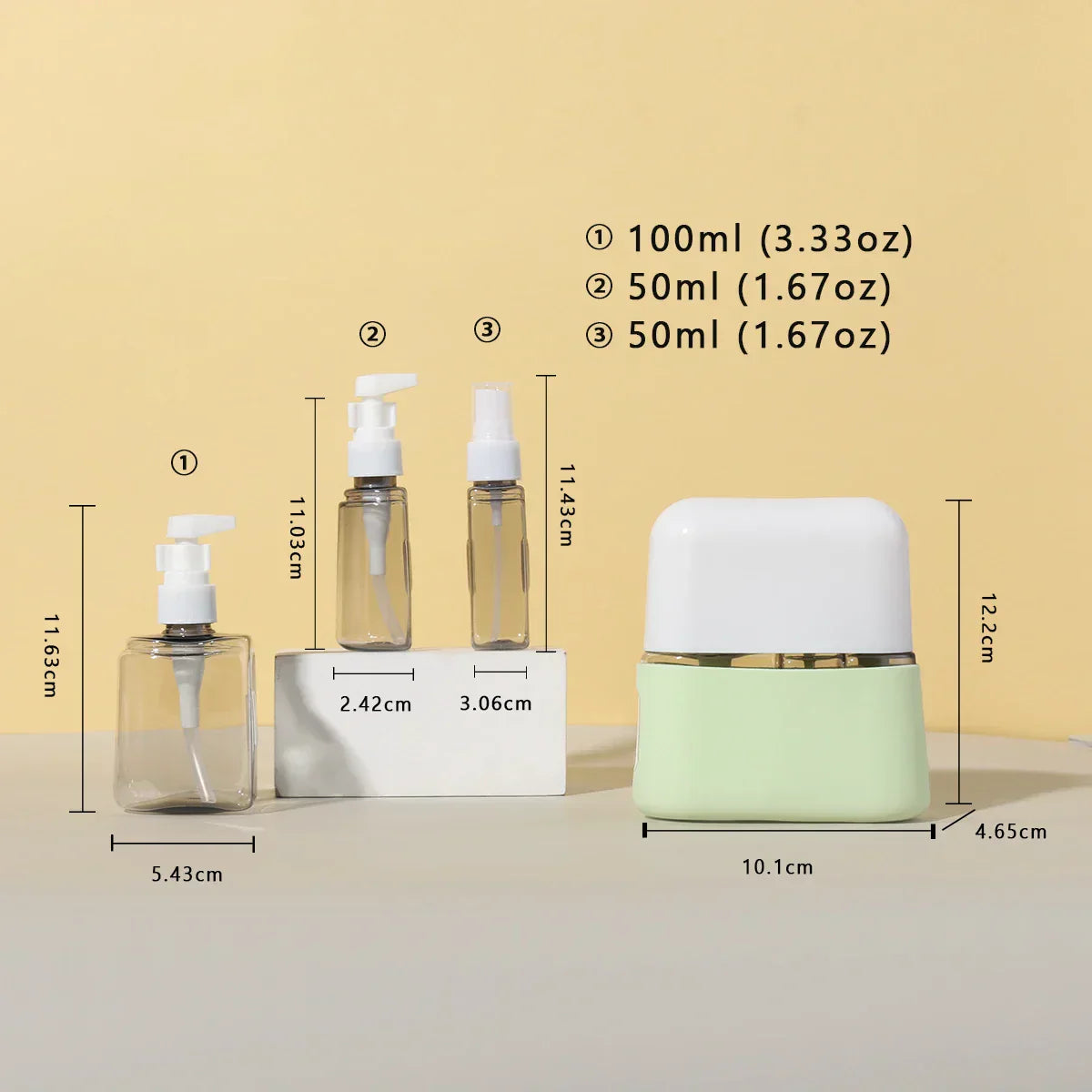 3 In 1 50ml and 100ml Travel Bottles Set Shampoo Shower Gel Hand Wash Lotion Split Empty Bottle Travel Kit Accessories