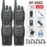 (Pack of 4) 2/ Baofeng BF-888S 12W Walkie Talkie Dual Band Portable Long Range Standby UHF 400-470MHz USB Ham Two Way Radio for Hunting