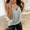 Plus Size Womens Glitter Strappy Tank Tops Ladies Sexy Cami Swing Vest Clubwear