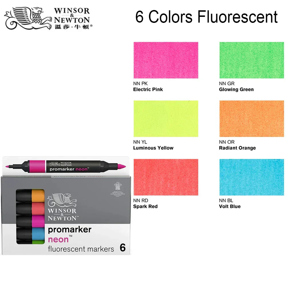 WINSOR&NEWTON 6/12 Colors ProMarkers Alcohol base ink Twin tips Professional Art Marker Pen Drawing Supplies