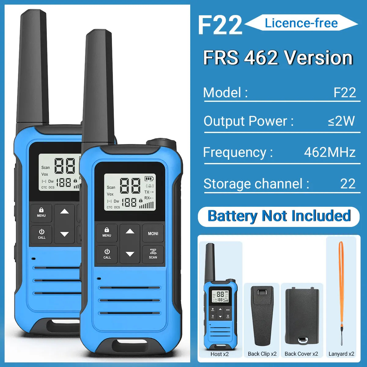 (Pack of 2) Baofeng F22 Walkie Talkie Portable Mini Communication Radio Profesional PMR446 /FRS Talkie Walkies Transceiver Radio