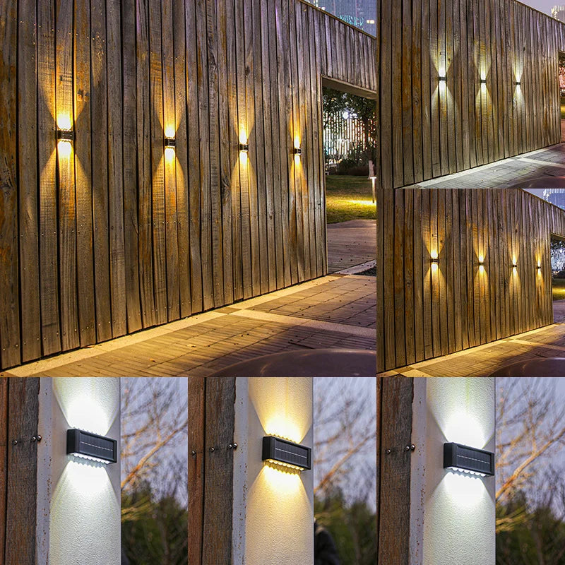 (Pack of 16) Solar Wall Light Warm Light Up and Down Auto Working 10LED Texture Black Shell House/garden/porch Lighting Light