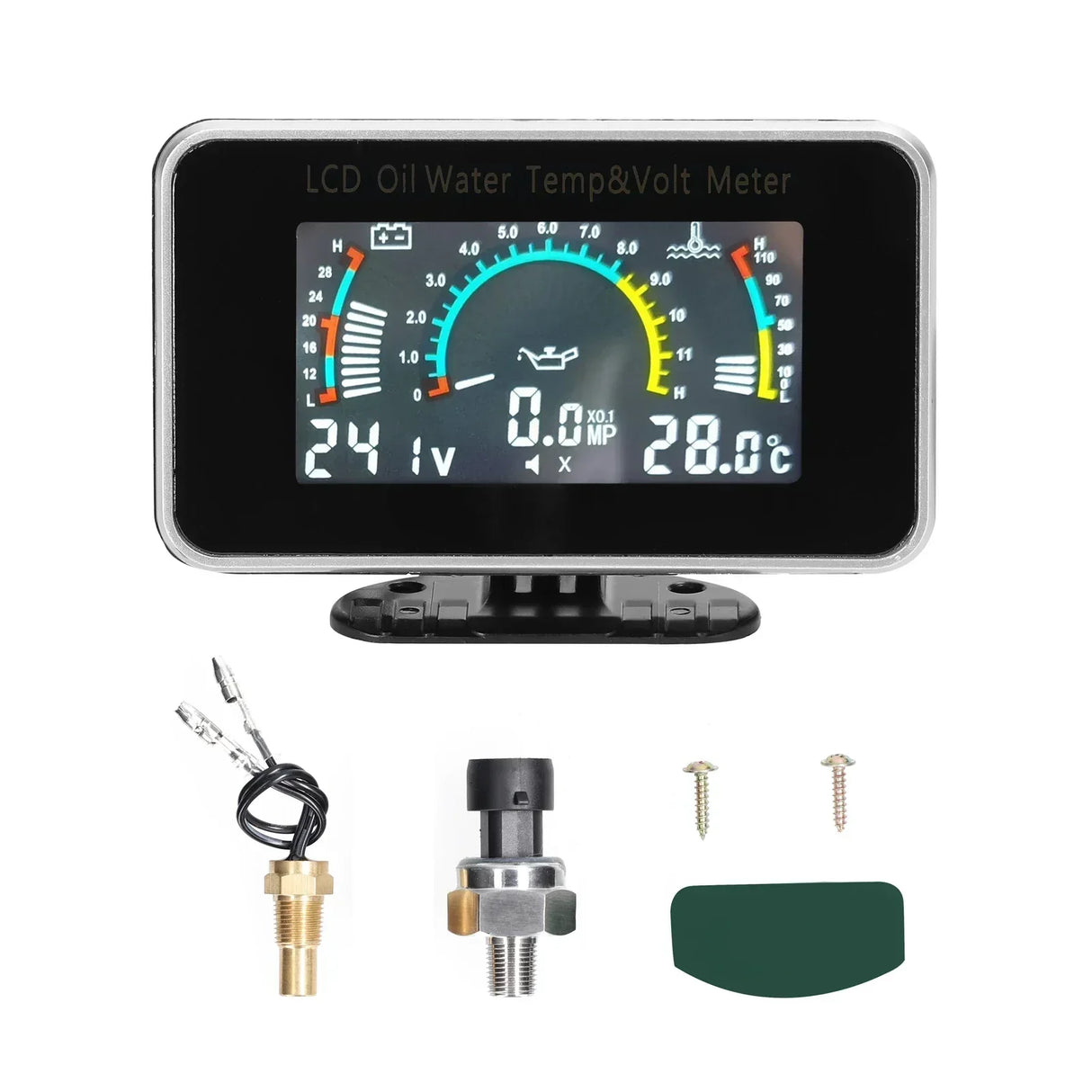 3-in-1 Car LCD Meter Digital Oil Pressure Voltage Water Temperature Gauge Universal Instrument 9-36V for Car Truck SUV RV