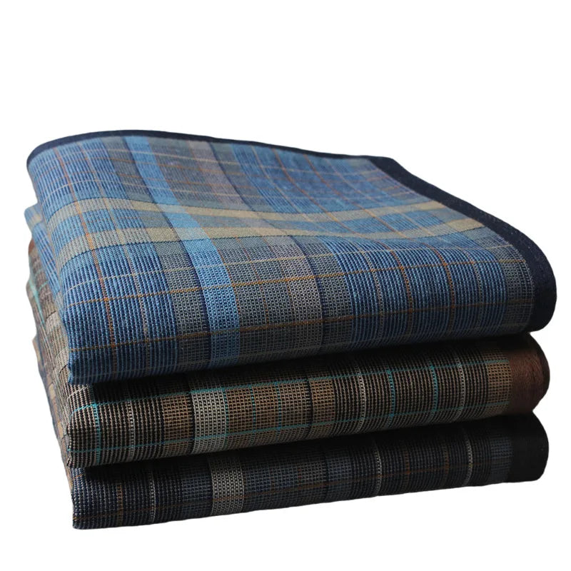 (Pack of 4) /lot Cotton handkerchief dark plaid handkerchief classic retro handkerchief bag square towel business casual chest scarf
