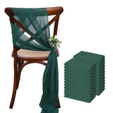 (Pack of 24) 17x275cm Chiffon Chair Sashes 12 Set Sage green Chair Sash Wedding Chair Covers Ribbon Wedding Party Aisle Chair Decor