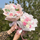 Kawaii Hello Kitty Cat Plush Dolls Rose Soap Flowers Bouquet Christmas Valentine's Day Birthday Graduation Gifts