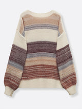 2023 New Plus Size Casual Sweater, Women's Colorblock Long Sleeve Round Neck High Stretch Jumper