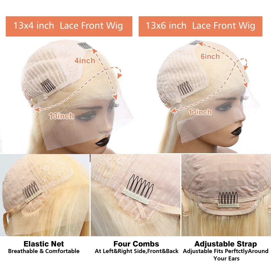 Wigirl 30 40 inch 613 Honey Blonde Straight 13x4 13X6 hd Lace Front Human Hair Wigs Wear to Go 5x5 Lace Closure Wig Brazilian