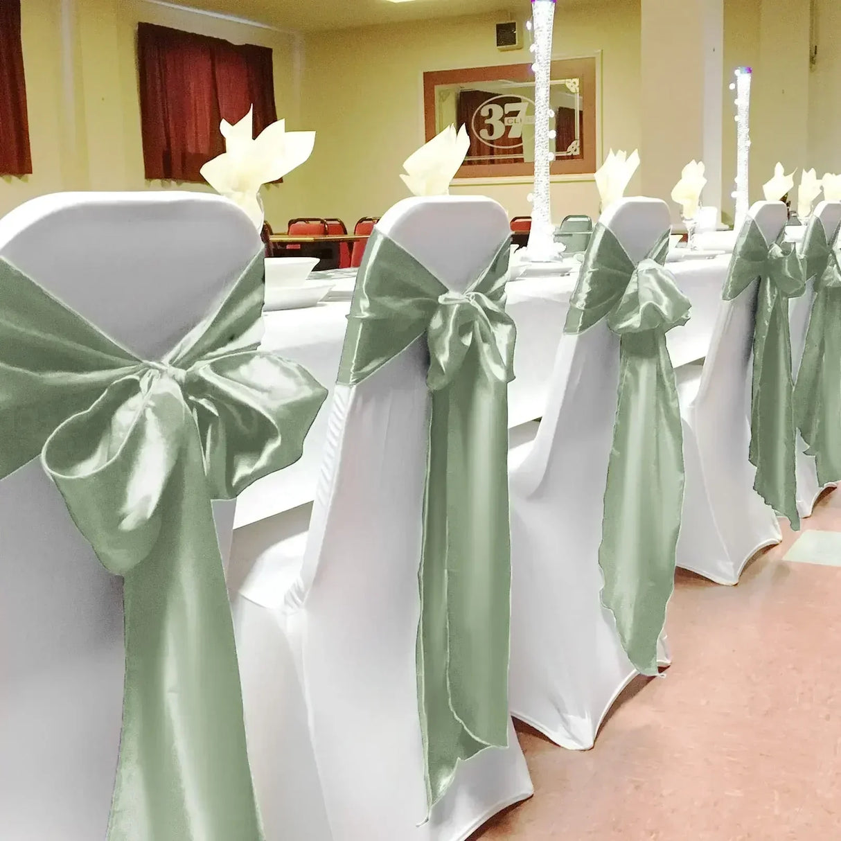 (Pack of 50) Wholesale 10/ Satin Chair Bow Sashes Wedding Chair Knot Ribbon Ties For Party Event Hotel Banquet Supplies Home Decorations