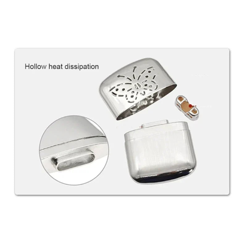 (Pack of 2) Zinc Alloy Pocket Hand Warmer Outdoor Small Handy Warmer Heater Handy Ultralight Heater for Hiking Fishing Portable