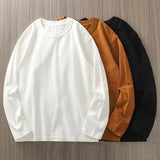 Dukeen 11.2 Oz Heavyweight Autumn Long Sleeved T Shirt for Men 100%Cotton Plain Shirt O-Neck White Tops Oversized Men's Clothing