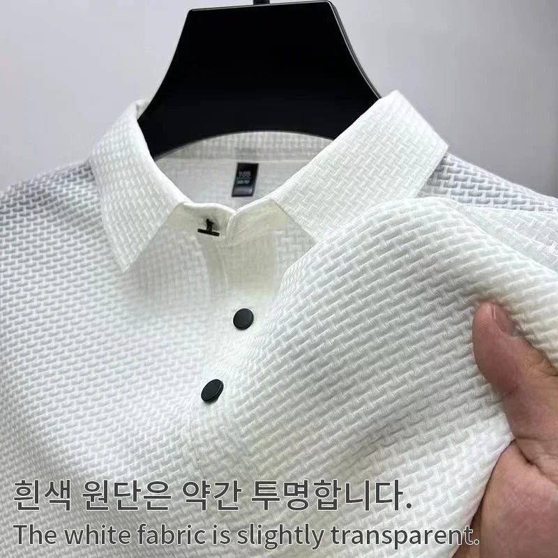'-VIP Link2 , Upto 5XL Summer New Men's Lop-up Hollow Short-sleeved Polo Shirt Ice Silk