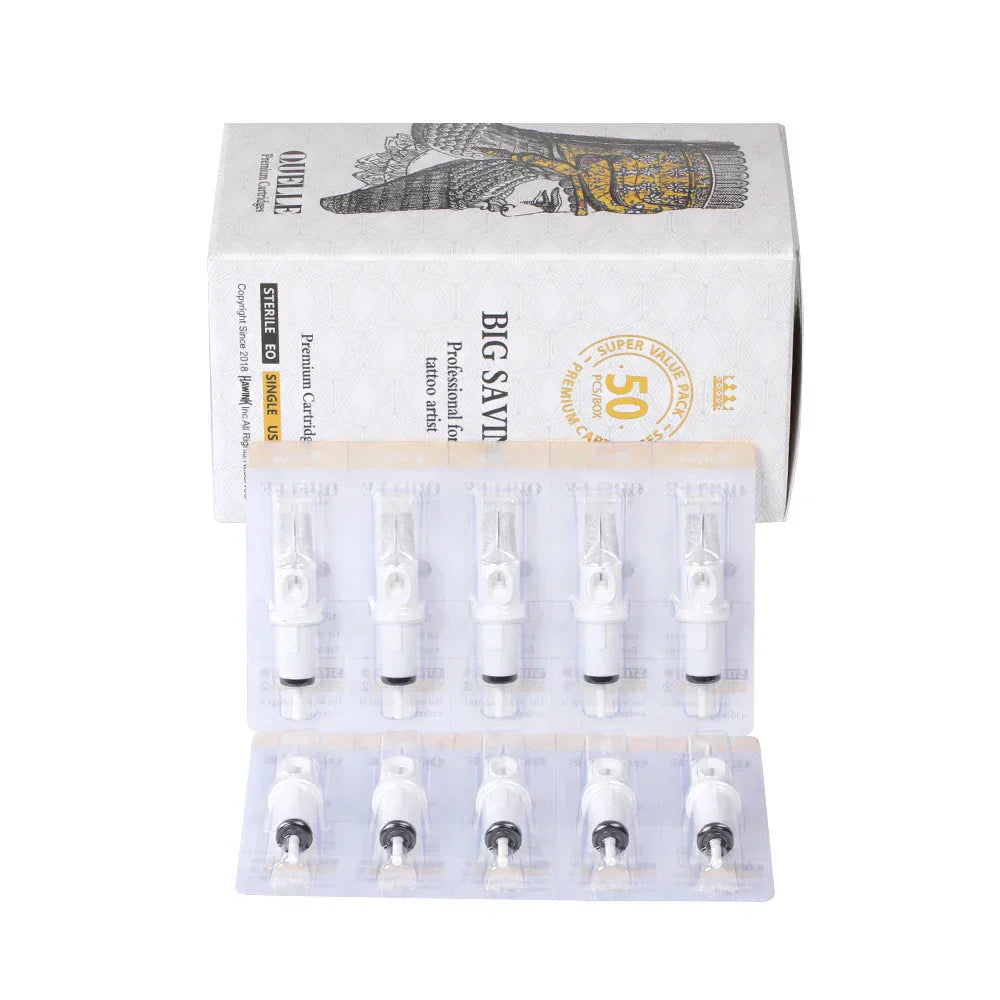 (Pack of 50) SOLONG 0.3~0.35MM Disposable Tattoo Cartridge Needles Round Liner Sterile Needle Suitable for Professional Tattooists
