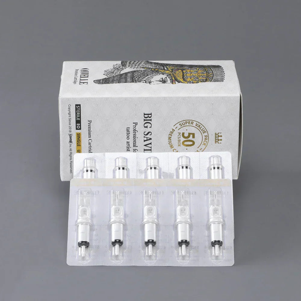 (Pack of 50) SOLONG 0.3~0.35MM Disposable Tattoo Cartridge Needles Round Liner Sterile Needle Suitable for Professional Tattooists
