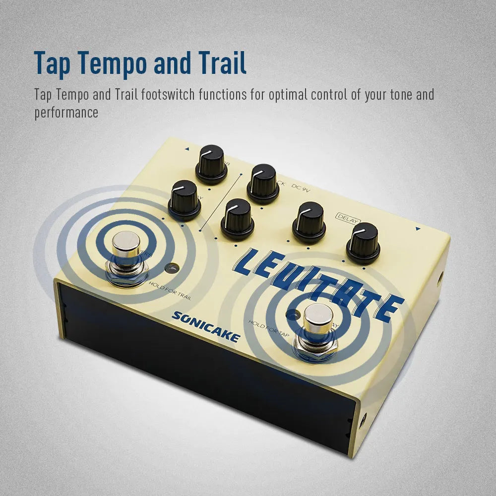 SONICAKE Levitate Digital Delay and Reverb 2 in 1 Guitar Effects Pedal QDS-02