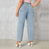 Plus Size Women Jeans Autumn Dark Blue 175cm Tall Stretchy and Loose Washing Straight 6XL 100Kgs Curve Lady Thin Lady Denim Pant