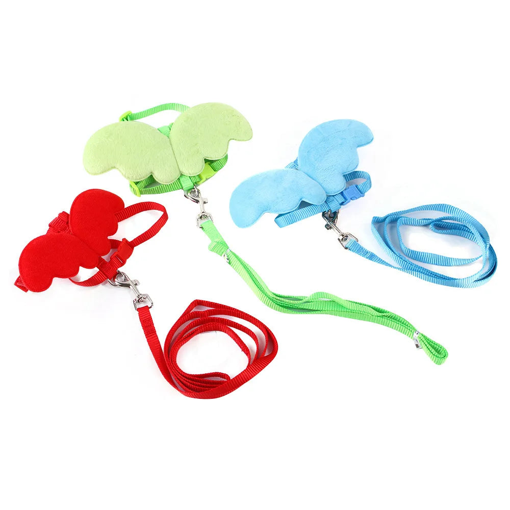 Hamster Rabbit Angel Wings Harness Leash Collar Chest Strap Traction Rope for Bunny Ferret Rat Cat Duck Lead Pet Supplies Items