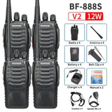 (Pack of 4) 2/ Baofeng BF-888S 12W Walkie Talkie Dual Band Portable Long Range Standby UHF 400-470MHz USB Ham Two Way Radio for Hunting