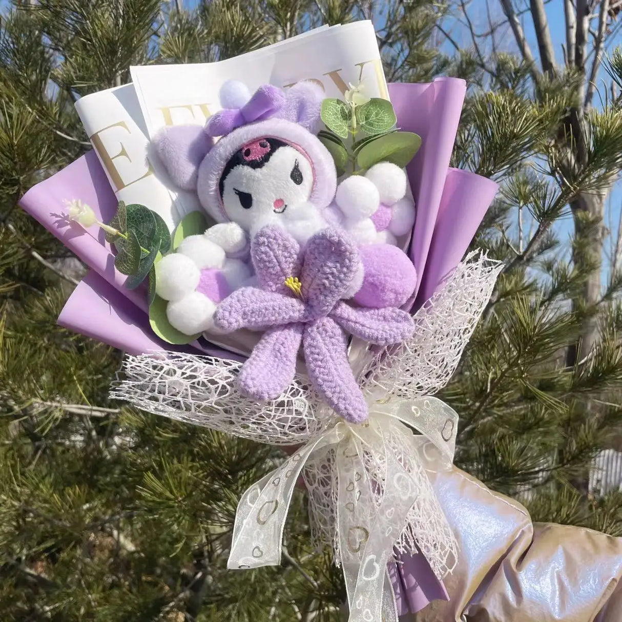 Christmas Gifts Cartoon Sanrio Plush Bouquet My Melody Kuromi Cinnamoroll Kt Cat Plush Doll Toy Valentine Graduation Gifts