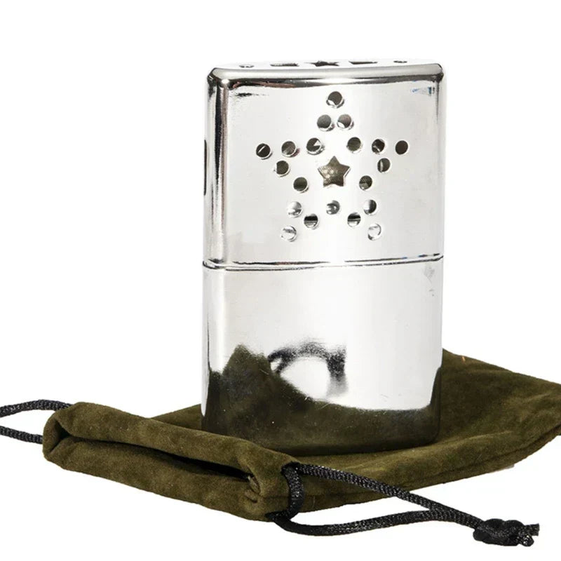 (Pack of 2) Zinc Alloy Pocket Hand Warmer Outdoor Small Handy Warmer Heater Handy Ultralight Heater for Hiking Fishing Portable