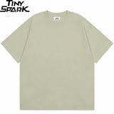 Summer 2024 Men Plain T-Shirt Streetwear 100 Cotton T Shirt Solid Color Harajuku Casual Tshirt Loose Short Sleeve Tops Tee Black