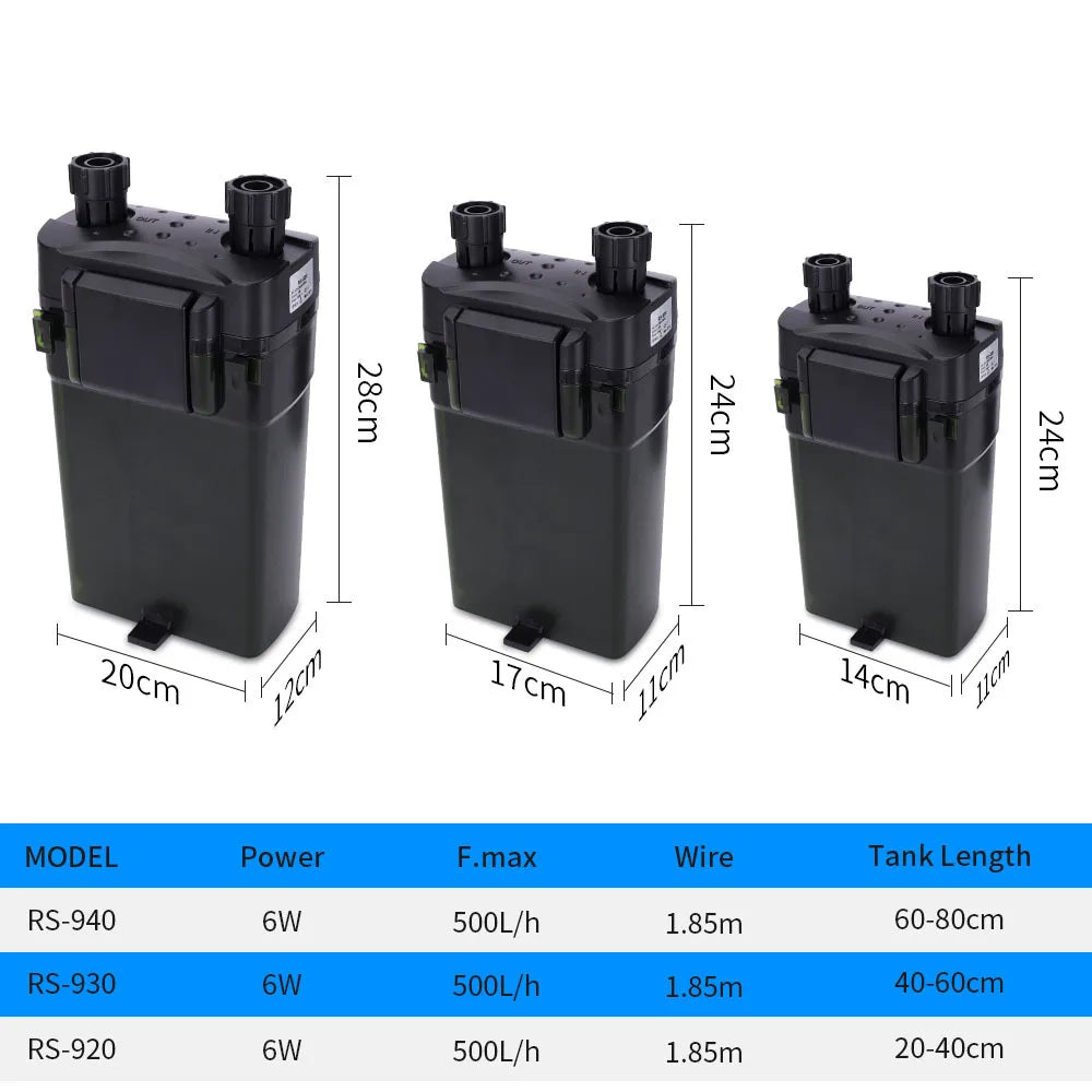 External Filter of Fish Tank Wall Mounted Filter Barrel Silent Straw Tank Oxygen Flushing Filter Equipment Aquarium Accessories