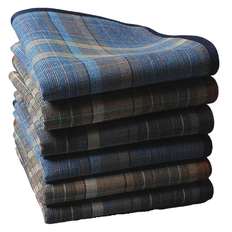 (Pack of 4) /lot Cotton handkerchief dark plaid handkerchief classic retro handkerchief bag square towel business casual chest scarf