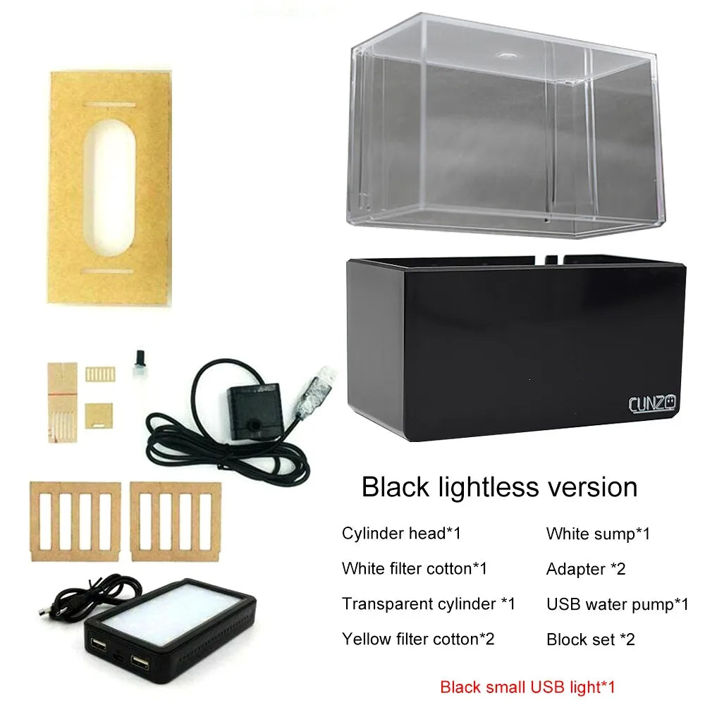 Portable Mini Betta Fish Tank Aquarium Desktop Decorations Marine Aquaponic Fishes Bowl With Water Fliter USB Air Pump LED Light