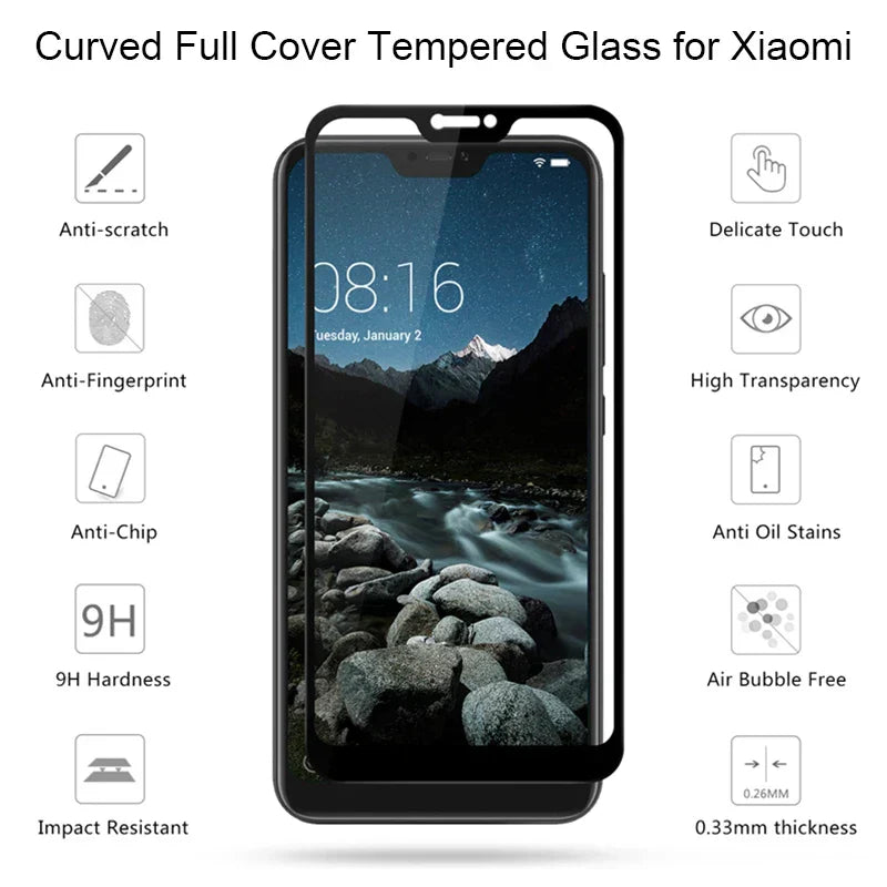 (Pack of 3) Tempered Glass for Xiaomi Mi 8 SE A2 Lite A1 Poco X3 NFC M3 F2 Pro Screen Protector for Xiaomi Mi 10T Pro 10 Lite 9 SE 9T