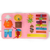 TUNJILOOL Montessori Parish Toys Busy Board Early Educational Toy For Toddler Baby Felt Cloth Story Book 3D Shape Color Match