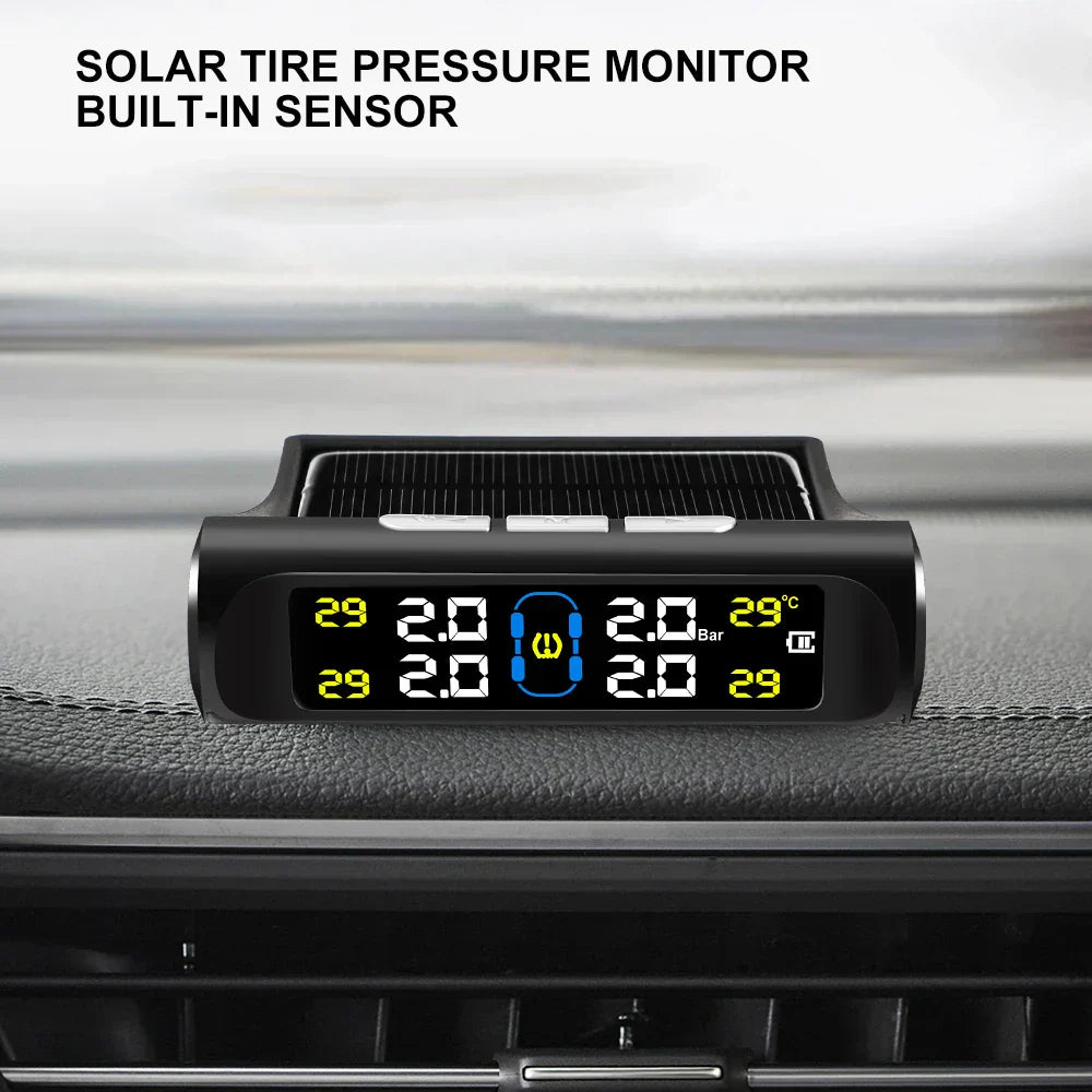 Solar Car TPMS Tire Pressure Alarm Digital Colorful Display 4 External Sensors Waterproof Tire Presssure Monitoring System