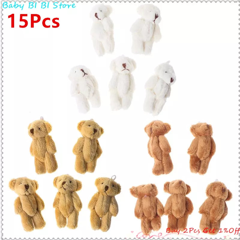 (Pack of 15) /10/ Kawaii Small Bears Plush Soft Toys Pearl Velvet Dolls Gifts Mini Teddy Bear for Key Ring Girl Gift Women Favorite