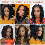 Kalyss- 14" Short Knotless Box Braided Wigs for Women Butterfly Bob Full Double Lace Braid Wigs with Baby Hair Front Cornrow